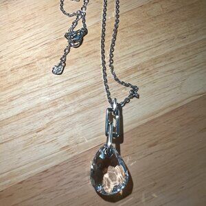 New Never Worn Authentic Swarovski White Crystal w/silver Chain Link & Chain